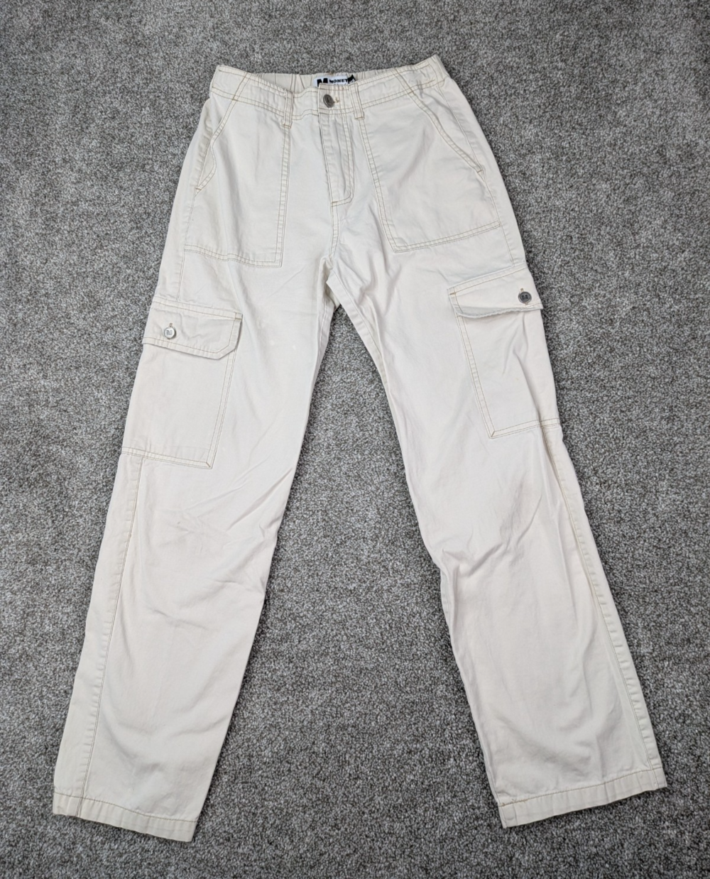 Monet Skateboards Pants Mens XS Off White Cargo Streetwear Skater Utilitarian